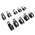 thumbnail image 1 of 10pcs Cable Clamp Stainless Steel Rubber Exquisite Workmanship Metal Pipe Clamp Rubber Cushioned Insulated Clamp for Car Automobile Vehicle, 1 of 9