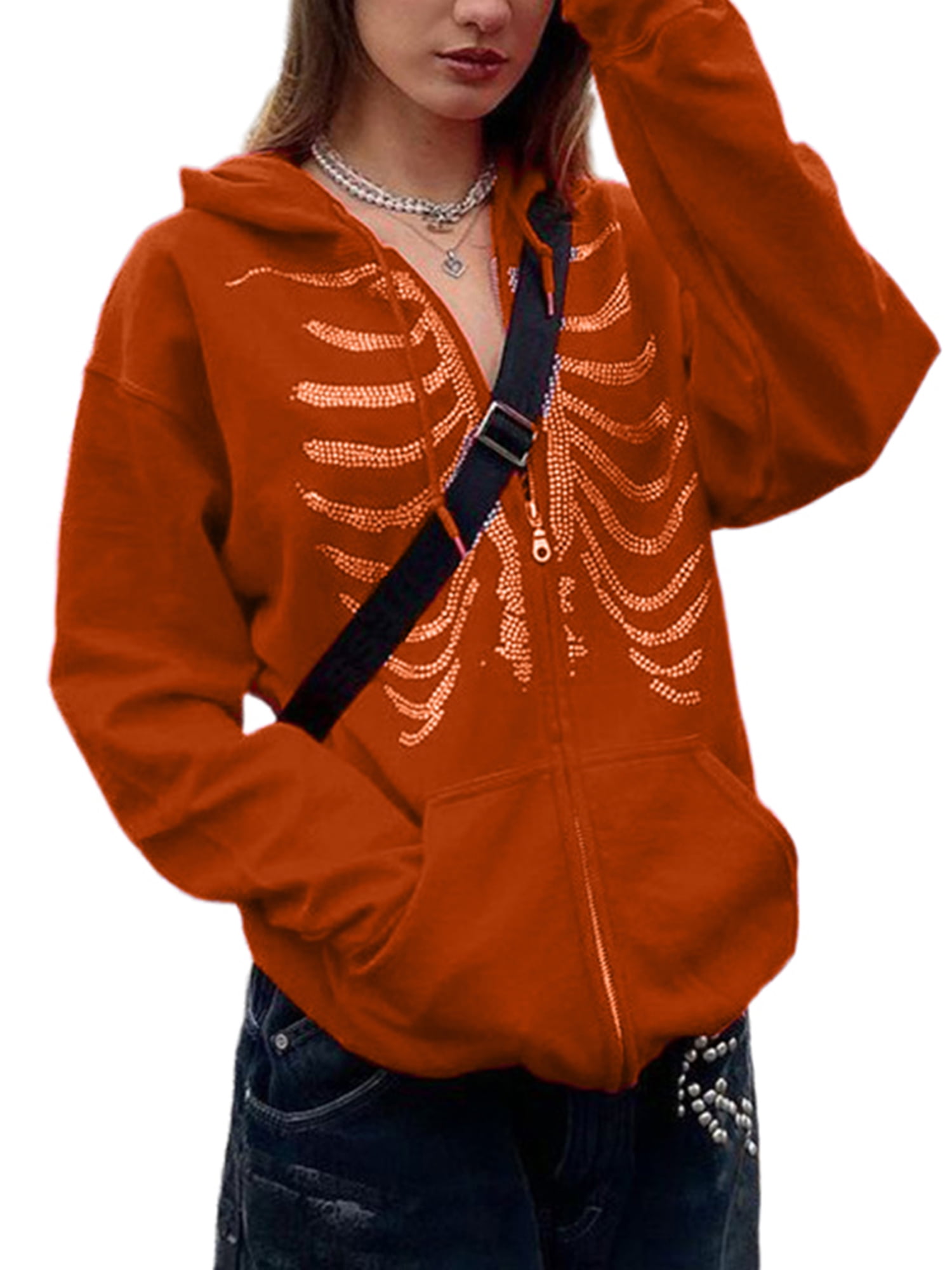Plus Size Womens Skeleton Skull Print Holloween Knitted Open Cardigan Top 8 22