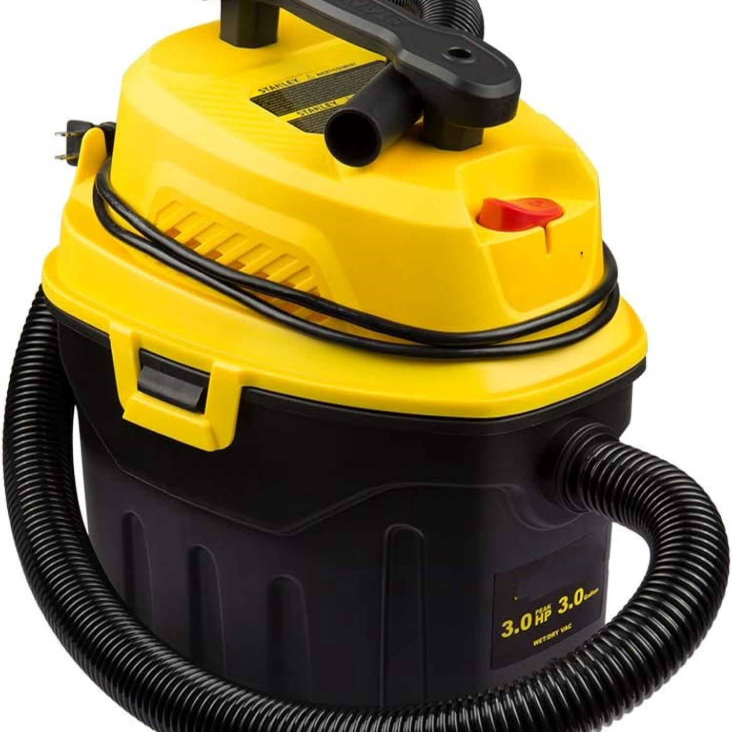 3 Gallon Wet Dry Vacuum, 3 Peak HP Poly 2 in 1 Shop Vac with Powerful Suction, Portable Shop Vacuum Car Vacuum W/ 3 Horsepower Motor for Auto Detailing, Tight Space Garage,Van,Vehicle