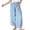 Light Blue, variant on Afuyipoi Women's Capris Pants Cotton-Linen Elastic Waist Loose Fit Casual Pants For Summer Navy Size 2XL