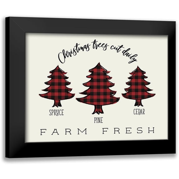 Medley, Elizabeth 14x12 Black Modern Framed Museum Art Print Titled - Buffalo Plaid Christmas Trees
