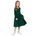 thumbnail image 4 of Arshiner Girl's A-Line Dresses Crew Neck Button Down Midi Long Sleeve Casual Sundress with Pockets Cute Basic Fall Doll Dress, 4 of 8
