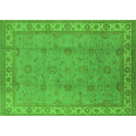 Ahgly Company Indoor Rectangle Oriental Green Traditional Area Rugs, 5' x 7'