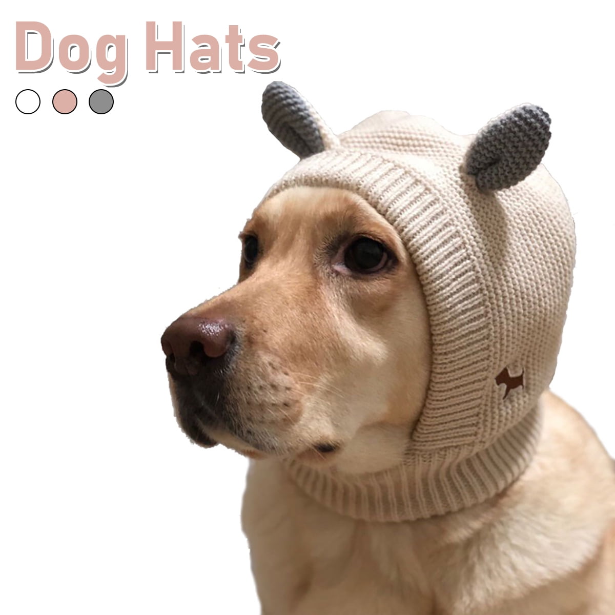 Dog Ear Muffs Noise Protection Knitted Dog Hats Pet Ears Warm Dog Ear Cover Winter Hat Dog Snood Head Wrap Bunny Costume for Medium to Large Dogs Cats Pets Quiet Ears for Dogs 