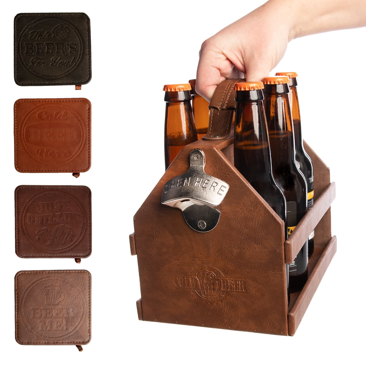 Set of 6 Funny Beer Cork Coasters Plus Beer Themed Cocktail Napkins Beer Lovers Gift for Men or Women