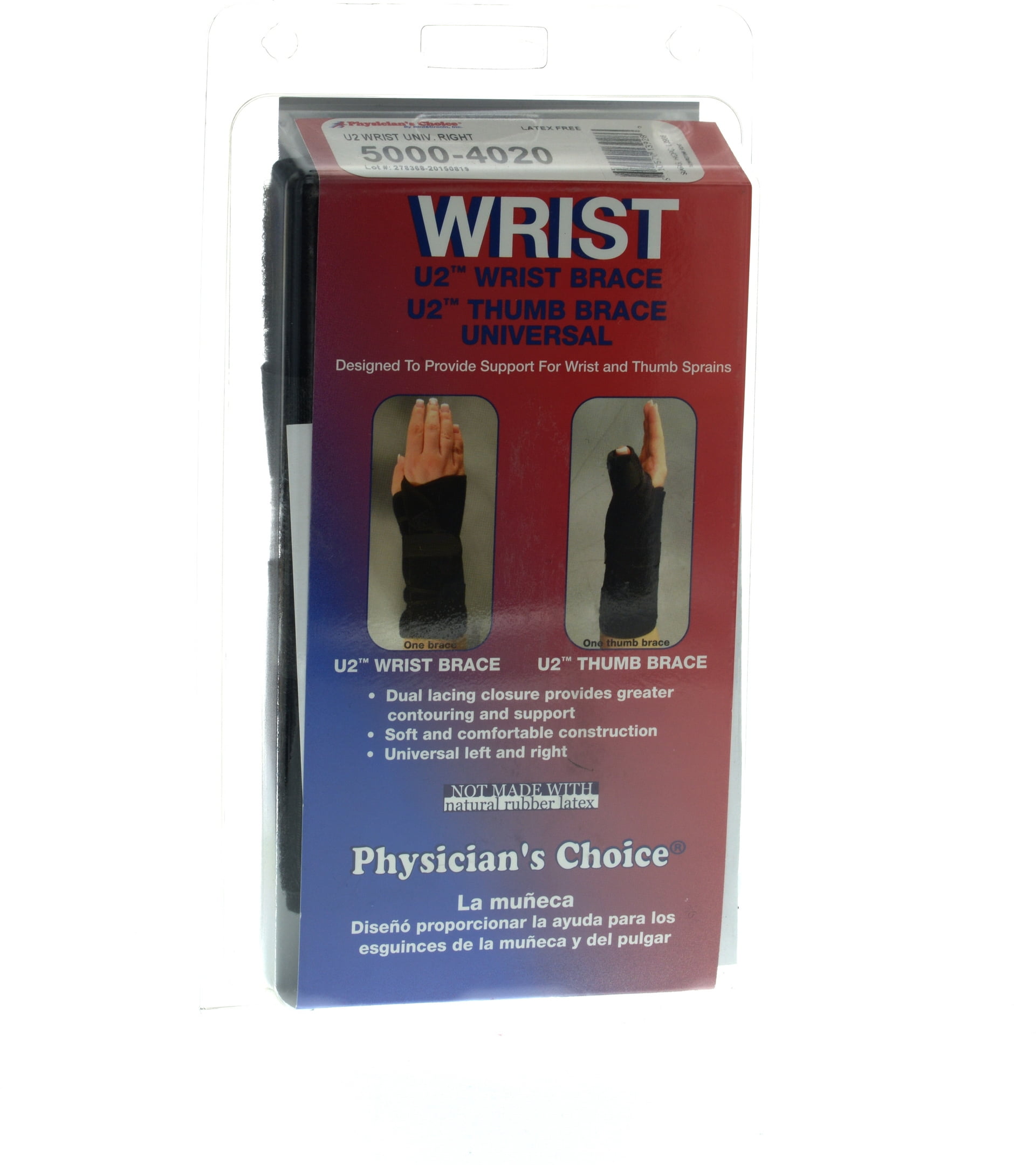 U2 Universal Right Wrist Brace in Clamshell Packaging