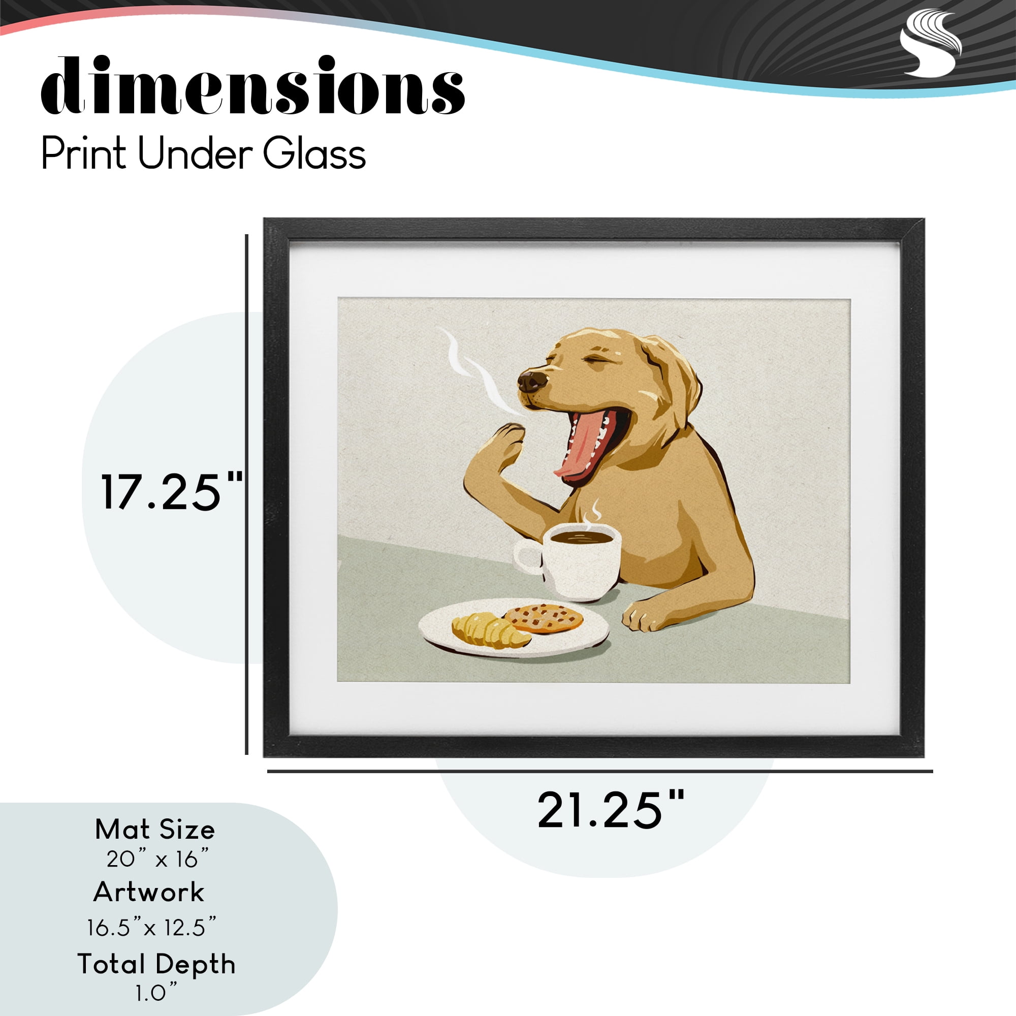 Stupell Industries Yawning Dog with Morning Coffee Black Framed Print Under Glass, design by Ziwei Li