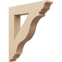 Ekena Millwork 5 1/2"W x 32"D x 36"H Funston Traditional Rough Cedar Woodgrain TimberThane Bracket, Primed Tan