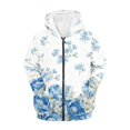 thumbnail image 3 of POLERO Girls & Boys Blue Peony Flower Print Zipper Hoodies with Pockets Soft Zip Up Sweatshirts Girls Hooded Long Sleeve Tops 6-7 Years, 3 of 7