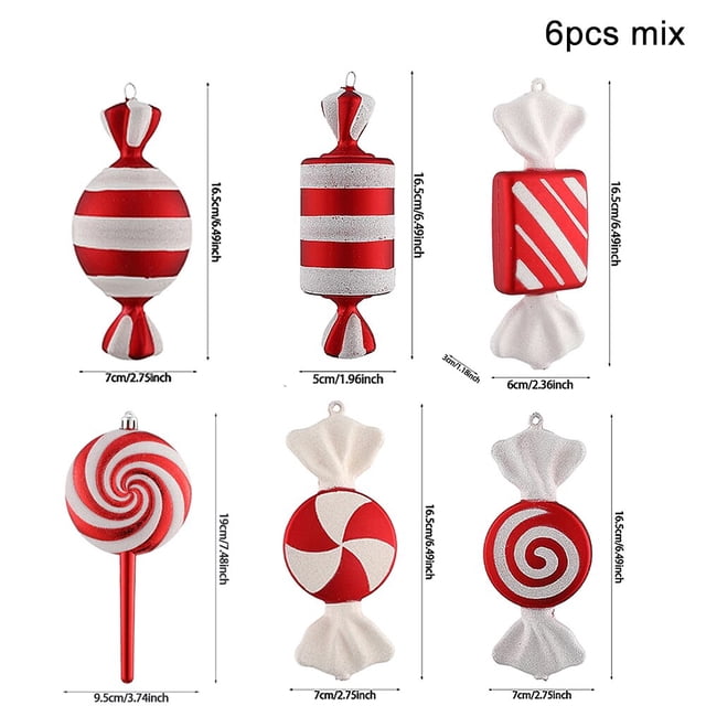 4/6 Uds. Colgante de bastón de caramelo de Navidad blanco rojo bastón de caramelo colgante decoración de árbol de Navidad fiesta en casa Año Nuevo Navidad 2024