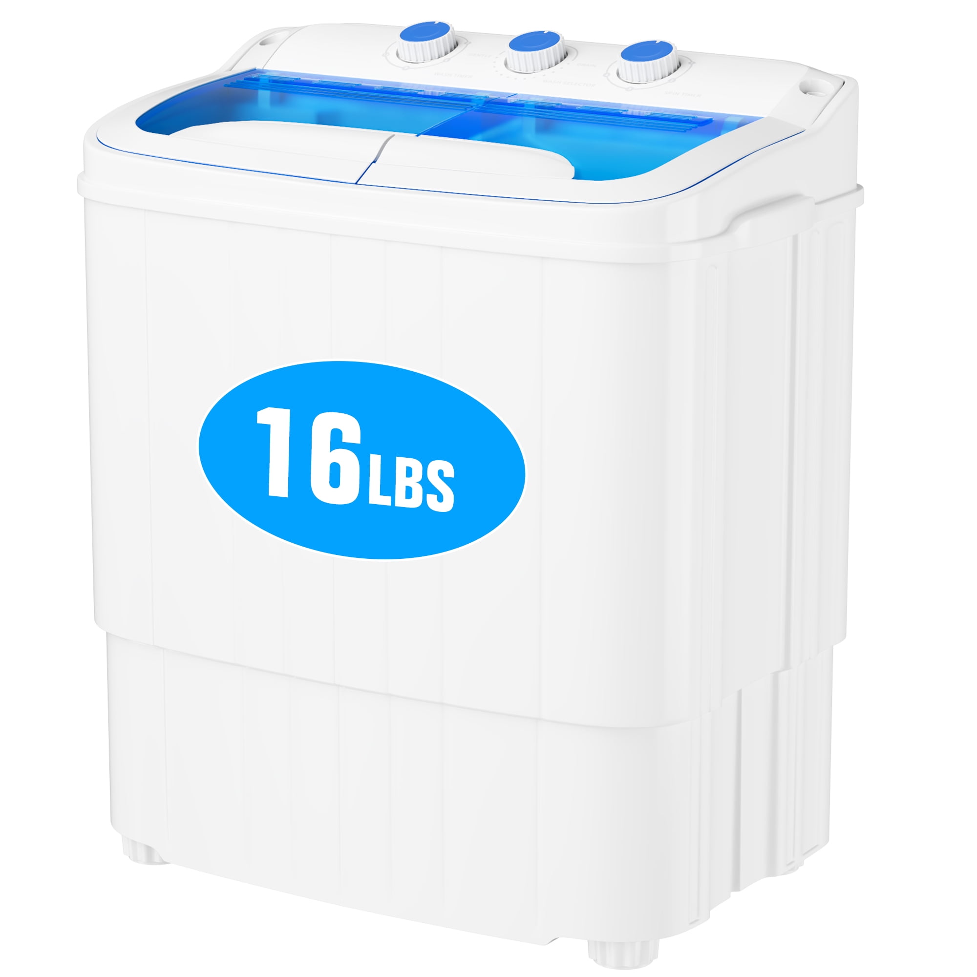 SUNCROWN Portable Washing Machine, 16lbs Portable Washer and Dryer Combo with Drain Pump, 2 In 1 Mini Compact Twin Tub Laundry Washine for Camping, Apartments, Dorms, RV (Blue)