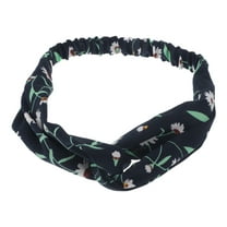 Unique Bargains 1 Pc Fashion Chrysanthemum Pattern Cross Elastic Hairband for Women Navy Blue