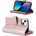 thumbnail image 3 of iPhone 13/14 Phone Case Wallet for Women Men with Card Holder, iPhone 13 Crossbody Case with Strap Shoulder Lanyard, Zipper Pocket PU Leather Cases Purse for iPhone 13,6.1 Inch Rosegold, 3 of 7