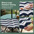 thumbnail image 5 of Round Outdoor Tablecloth with Umbrella Hole and Zipper, Black Chevron Tablecloth with Elastic Waterproof, Geometric Turquoise Wavy Striped White Patio Table Covers for 36" - 44" Picnic Pool Tables, 5 of 9