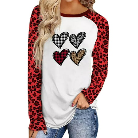 

ZHAGHMIN Woman Shirt Women S Valentine S Day Print Plus Size Printed T Shirt Casual Long Sleeved Top Leopard Print Shirt spring Tops For Women Womens Pajama Tops Long Tunics For Plus Size Women Flatte