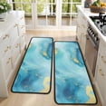 thumbnail image 4 of Kitchen Rugs Sets Of 2,Blue and Gold Marble Wavy Veins Pattern Anti Fatigue Kitchen Mat Rugs Non Slip Washable,Decorative Kitchen Floor Mats for Kitchen,Sink,Laundry,17"x47"+17"x47", 4 of 5