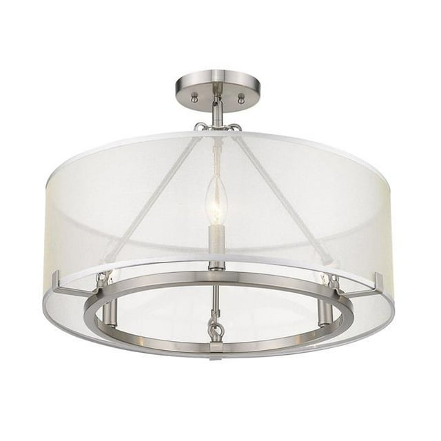 Golden Lighting 5019-3SF PW 20 in. Alyssa 3 Light Pewter Semi-Flush Ceiling Light, Damp