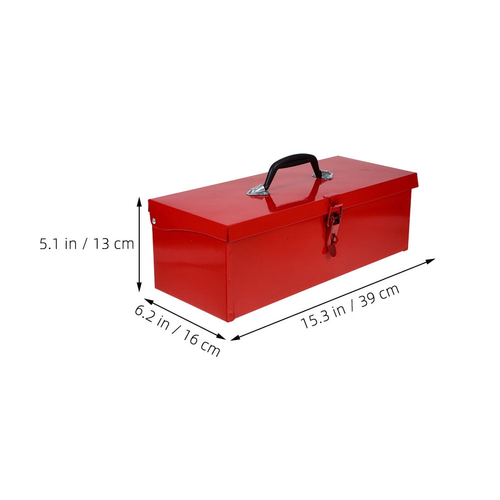 Raindrops Metal Tool Box Portable Tool Storage Organizer Box With Latch Closure And Handle Small Parts Box Hardware Organizer For Home Garage Red