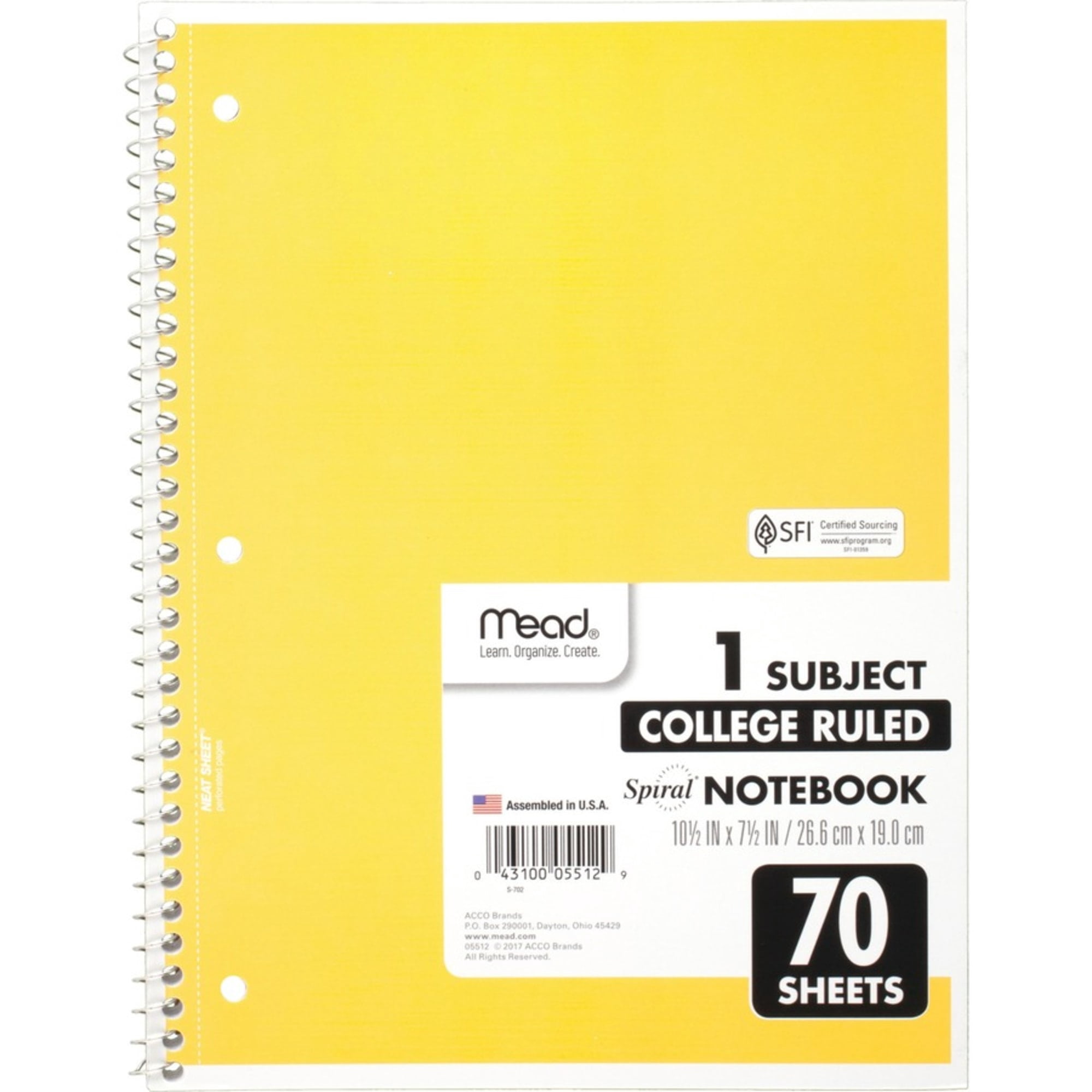 Mead, MEA05512BD, One-subject Spiral Notebook, 12 / Bundle