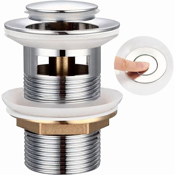 Sink Plug, Sink Plug Pop-up Drain System Click Clack Plug with Overflow Universal Waste Plug, Chrome