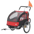 thumbnail image 1 of Aosom Remorque à Vélo et Poussette 2-en-1 en Acier Rouge / Capacité à 2 Places / Harnais à 5 Points / Roues à Conduite Fluide / Rangement / Aventures en Plein Air / 61 Pouces L x 33.1 Pouces L x 42.5 Pouces H, 1 of 7