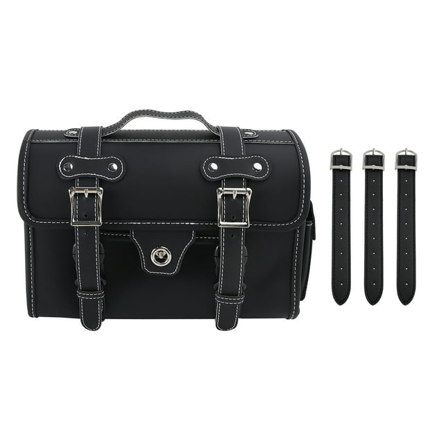 Universal Saddlebag Side Storage Bag Pannier Luggage Pu White For Motorcycle