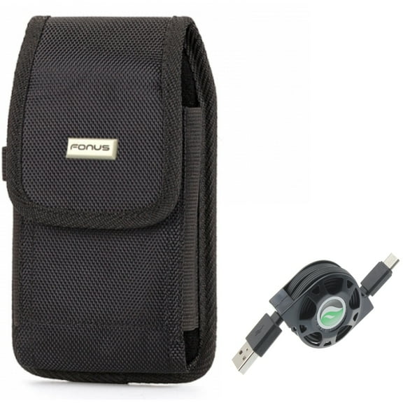For Galaxy A73 /A54 /A53 /A33 - USB Cable w Case Belt Clip, Retractable Type-C Charger, Swivel Holster Rugged for Samsung Galaxy A73 /A54 /A53 /A33 5G