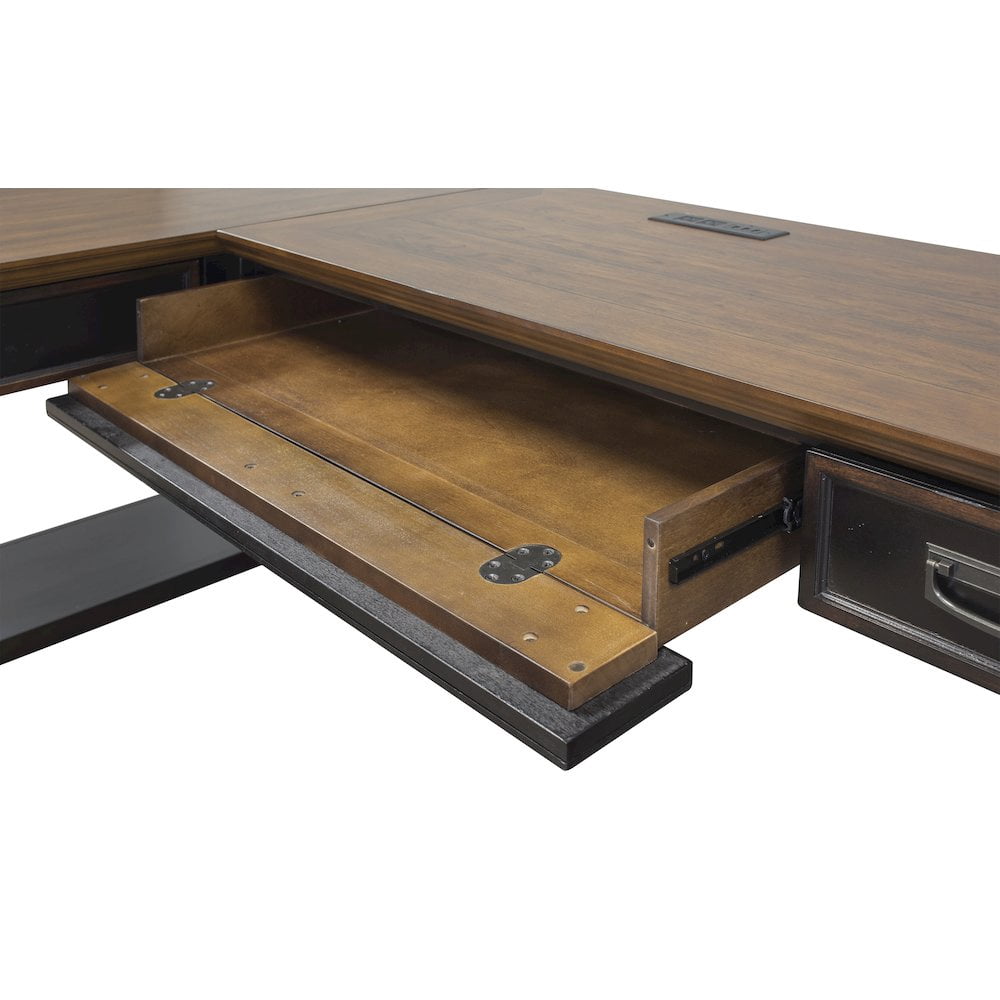 Martin Furniture Hartford Wood 60" L-Shaped Desk in Brown