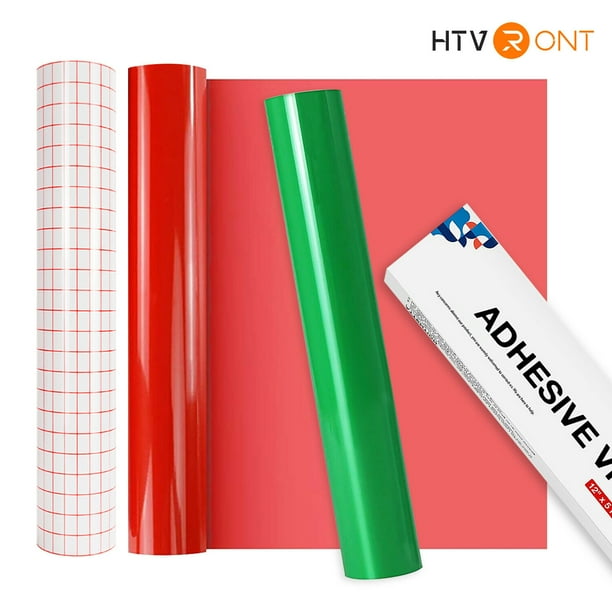 Permanent Adhesive Vinyl Rolls 12" x 5ft Glossy Red Vinyl & Green