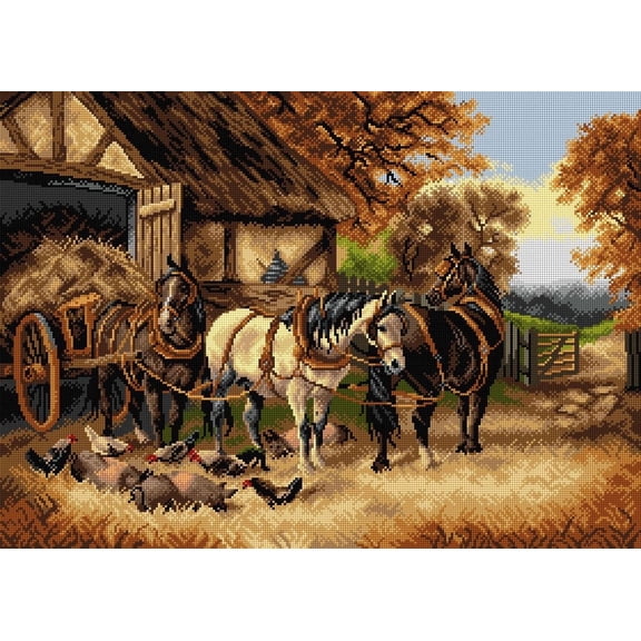 Wizardi Needlepoint Canvas for halfstitch Without Yarn After John Frederick Herring - The Hay Cart 2797R Orchidea