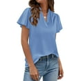 thumbnail image 5 of PRETTYGARDEN Women's Summer Blouses Dressy Casual Ruffle Cap Sleeve V Neck Business Work Trendy Cute Tops Spring Outfits, 5 of 10
