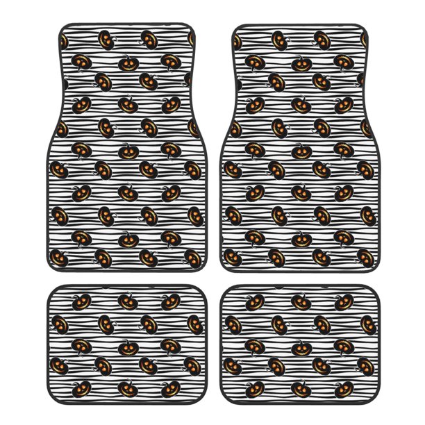 Fotbe Haloween Pumpkins Juego de 4 Tapetes para Auto con Estampado – Alfombrillas de Goma Reforzada, Diseño Antideslizante, Protección para Todo el Año – Vehículos, Autos, Camionetas y SUVs