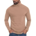 thumbnail image 2 of Sevevn Men Turtleneck Long Sleeve Slim Fit Pullover Classic Lightweight Knit Mock Neck Shirt Casual Fall Winter Base Layer Top Beige M, 2 of 9