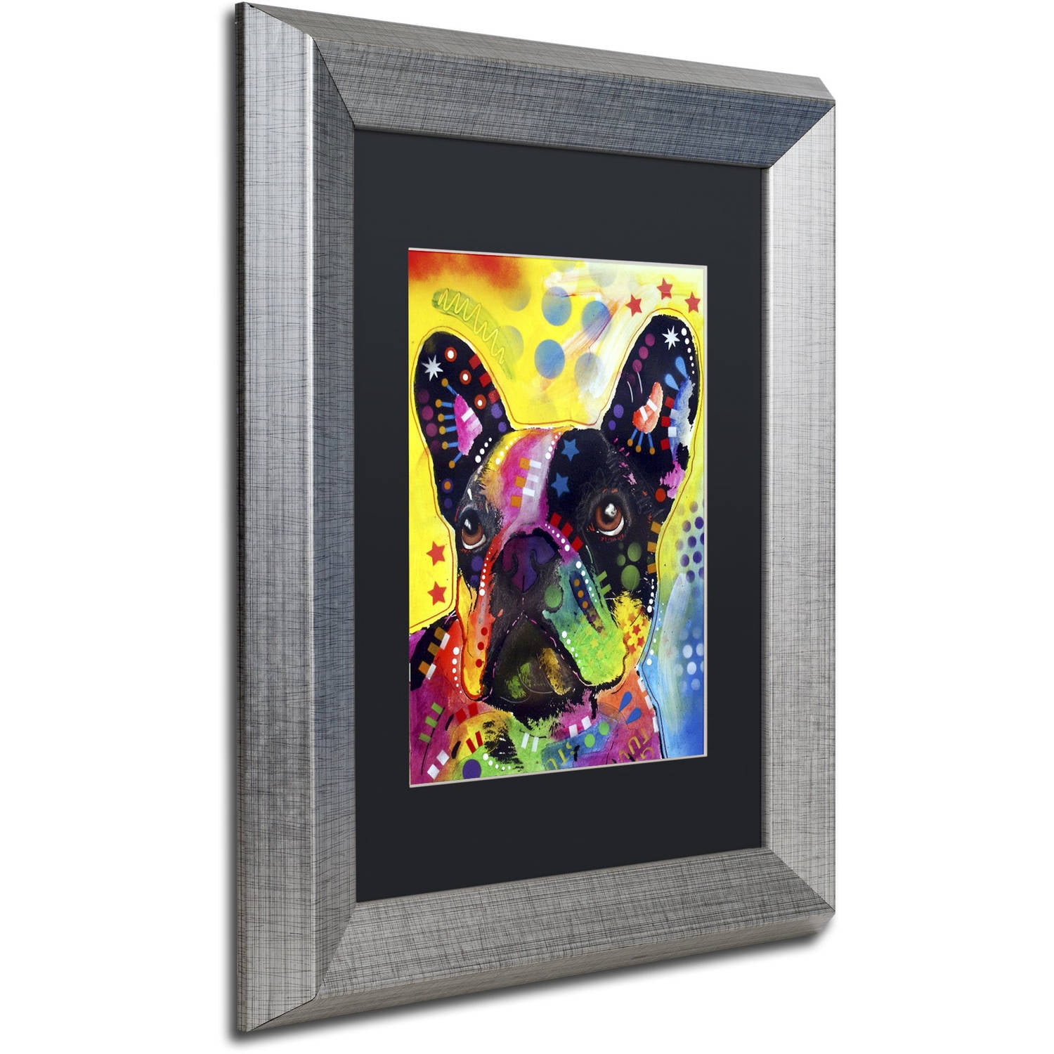 Trademark Fine Art "French Bulldog 2" Canvas Art by Dean Russo, Black Matte, Silver Frame