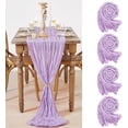thumbnail image 1 of Lavender Cheese Table Runner: 4 Packs 36x120 Inches Boho Gauze Table Runner - Wedding Party Baby Shower Birthday Home Decor Holiday Decorations, 1 of 13