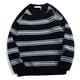 thumbnail image 2 of Suéter a Rayas para Hombre, Jersey Suelto y Transpirable de Manga Larga con Cuello Redondo, suéter para Otoño e Invierno, Negro XXL, 2 of 8