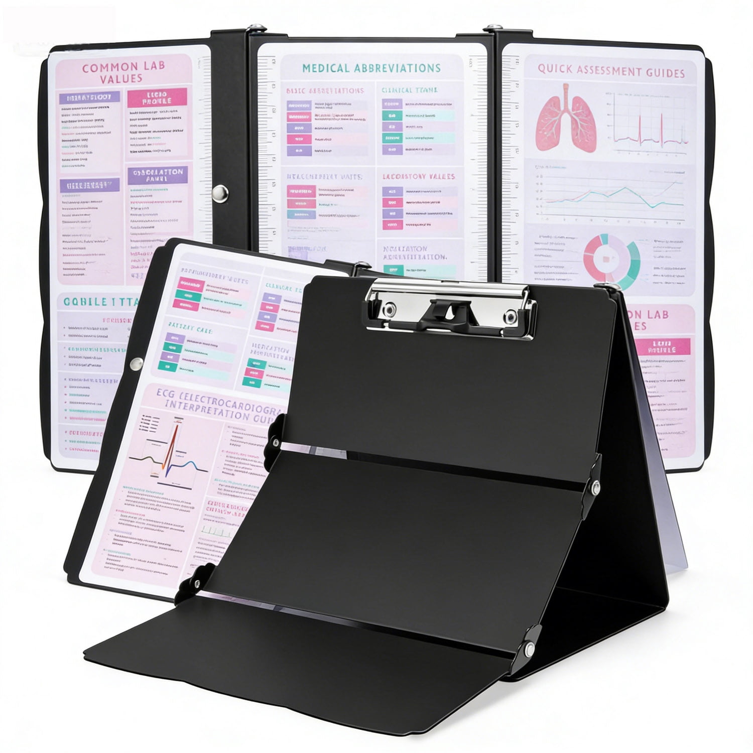 MUSICOZY Nursing Clipboards Trifold Foldable 3 Layers Aluminum