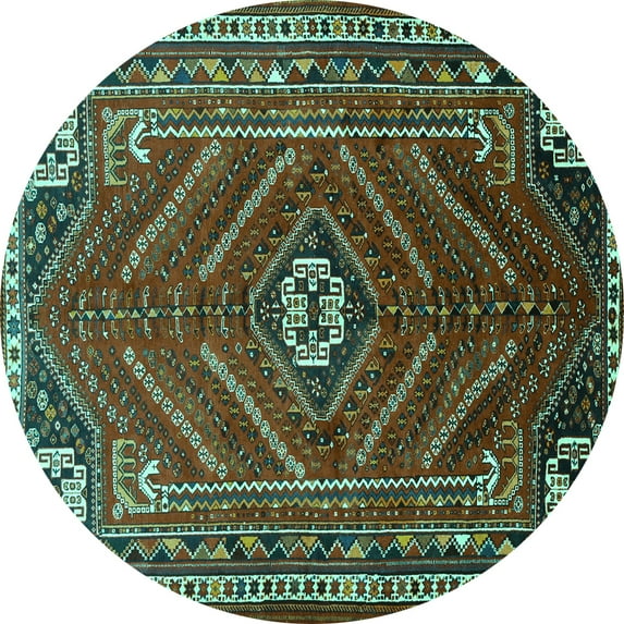 Ahgly Company Indoor Round Persian Turquoise Blue Traditional Area Rugs, 4' Round