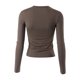 thumbnail image 3 of Gibobby Camisa De Invierno Camisa de cuello redondo para mujer, camisetas básicas ajustadas de manga larga, camisetas de capa de punto, ropa de calle de moda（Caqui， L), 3 of 5