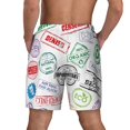 thumbnail image 4 of Uemuo Stamp Set Collection Pattern Mens Swim Trunks Quick Dry Board Shorts with Mesh Lining, Stretch Beach Shorts Quick Dry No-Chafing Board Shorts-, 4 of 9