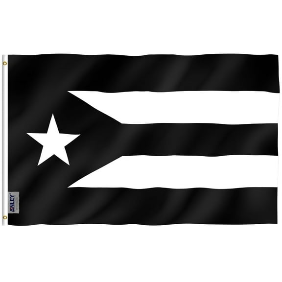 Anley Fly Breeze 3x5 Foot Puerto Rico Flag Black - Puerto Rican National Flags Polyester with Brass Grommets