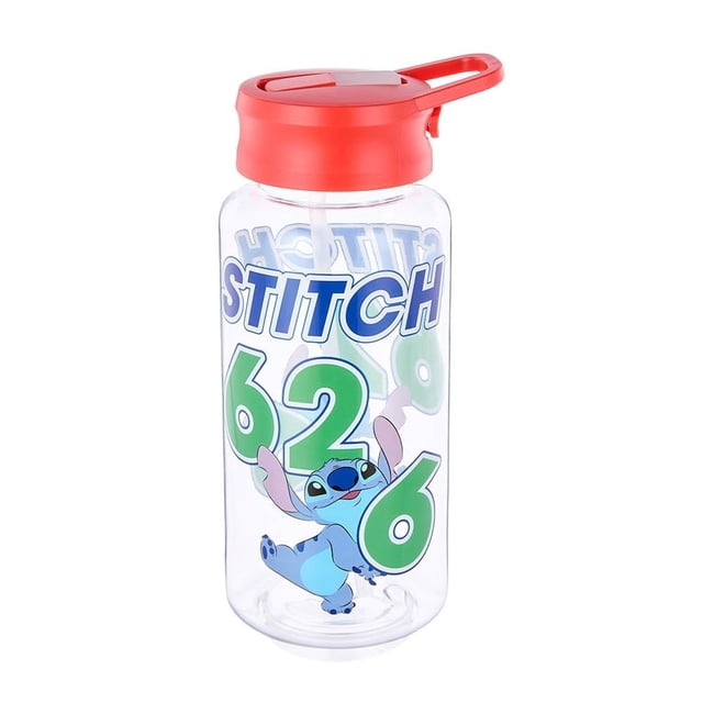 Botella Disney Stitch de Plástico con Popote para Agua de 1.1 Litro