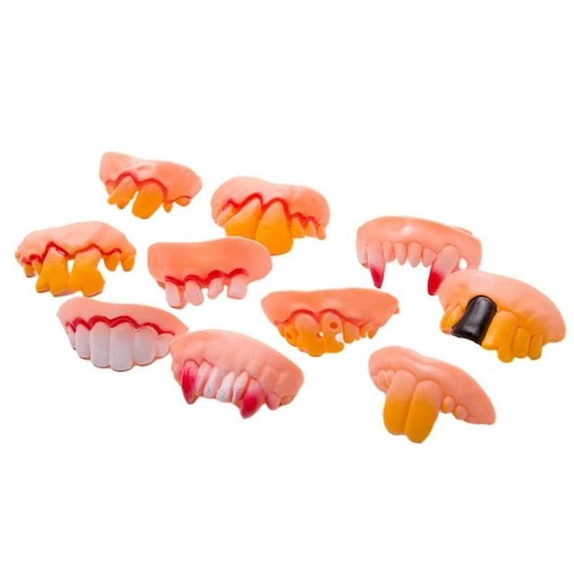 Halloween Teeth Adult Funny Cosplay Costume Accessory Decoration for Party Fancy 10pcs Skin Color