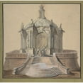 thumbnail image 3 of Guillaume Taraval 12x12 Black Modern Framed Museum Art Print Titled - Design for Festival Architecture for an Entry into Paris for the King of Sweden, Frederick I of Hesse (18th Century), 3 of 5