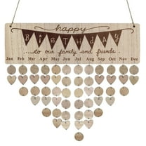 HCBY Wooden DIY Birthday Calendar Board Kit with 100 Hooks & Heart Chips, Wall Hanging Family Event Planner, Home Decor Gift, Handmade Style(E,15.7"x4.7")