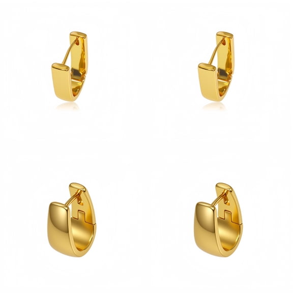 Small Chunky Earrings for Women,14K Gold Plated Small Hoop Earrings Hypoallergenic Earrings Small Thick Hoops Earrings 2 pairs