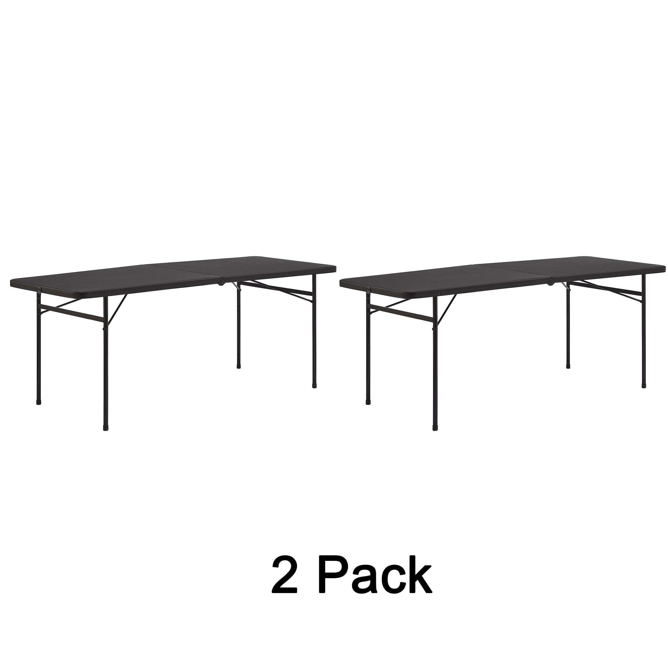 (4 pack) Mainstays 2 Pack 6ft Rectangle Centerfold Folding Table, Black