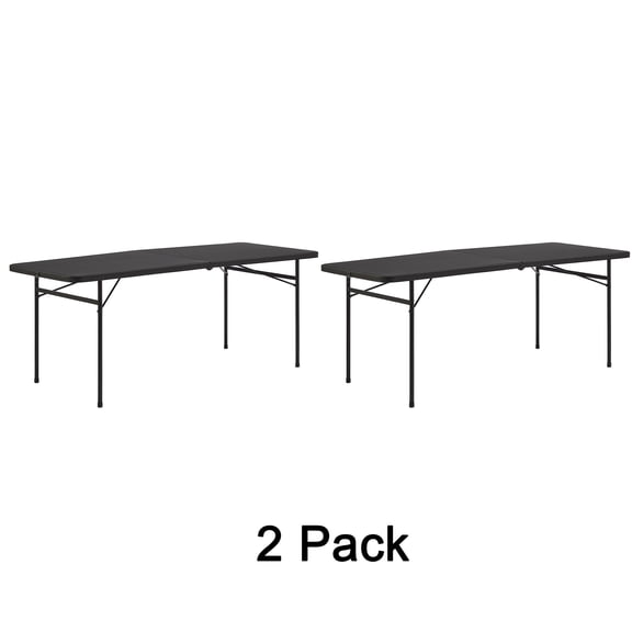 Mainstays 2 Pack 6 ft Bi-Fold Plastic Folding Tables, Black