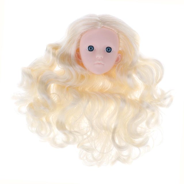 1/4 BJD para esculpir la cabeza cabello dorado claro azules DIY fabricación personalizada de moda articulada partes d Macarena Cabeza de muñeca esculpir el cabello