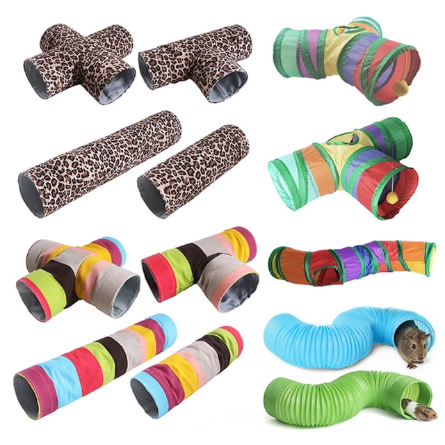 Nido para hámster con forma de canal Little Pet, nido para ardillas perforando, túnel divertido con forma de leopardo y arcoíris